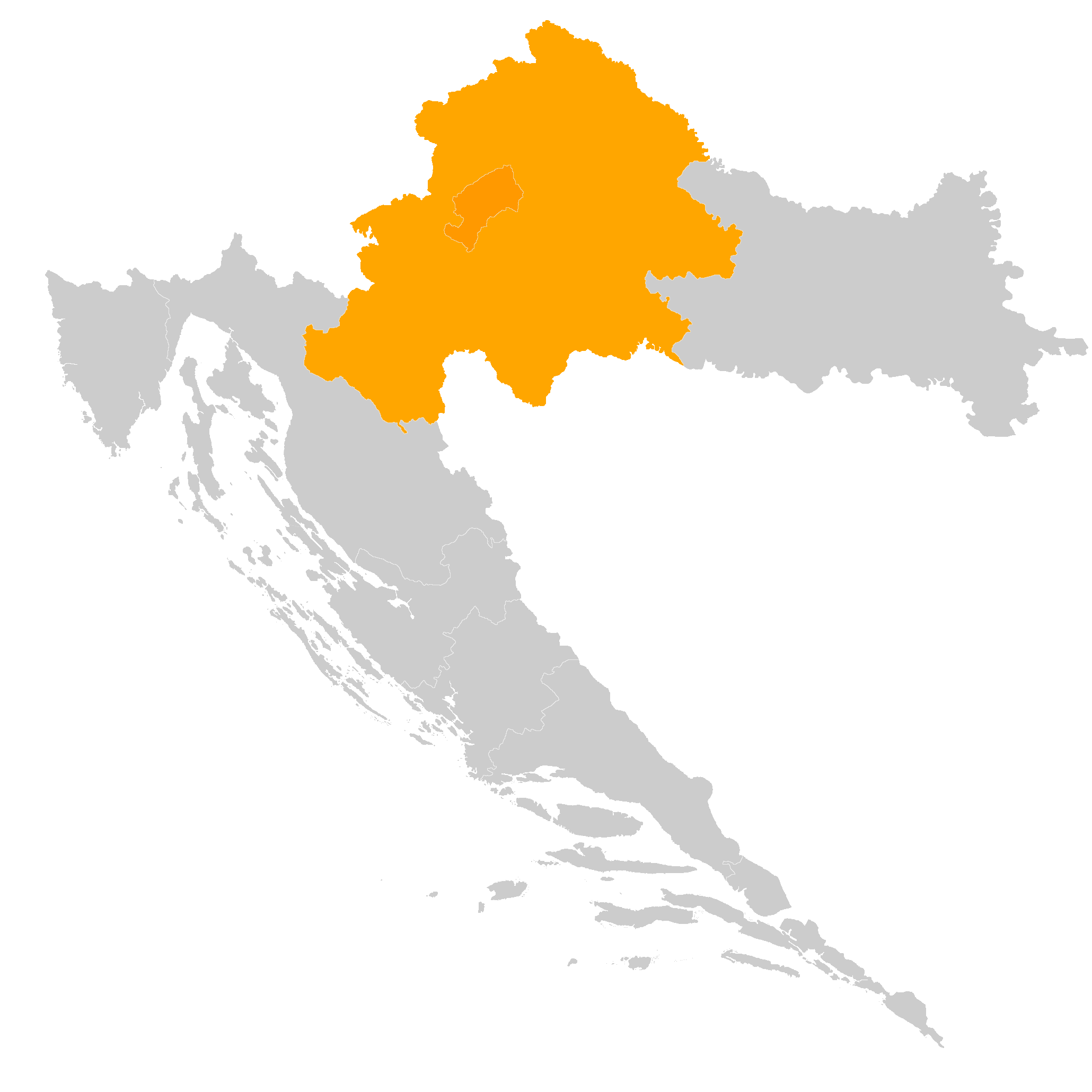 mapa Chorvtsko - Stredn
