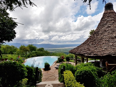 Pohľad na jazero Manyara z Manyara Serena Lodge, Tanzánia