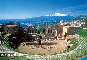 Taormina amfiteater - v pozad Etna