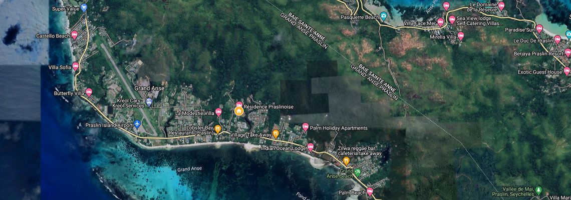 mapa Rezidencia Praslinoise, Grand Anse, Seychely