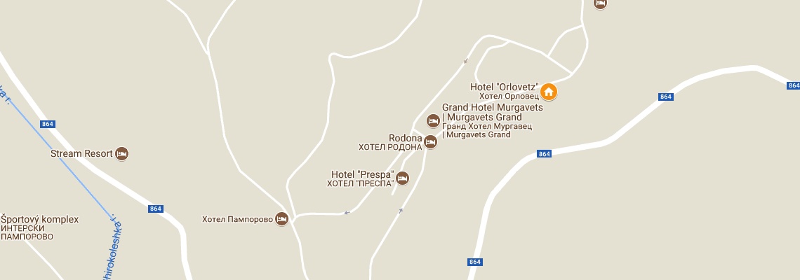 mapa Hotel Orlovec, Pamporovo