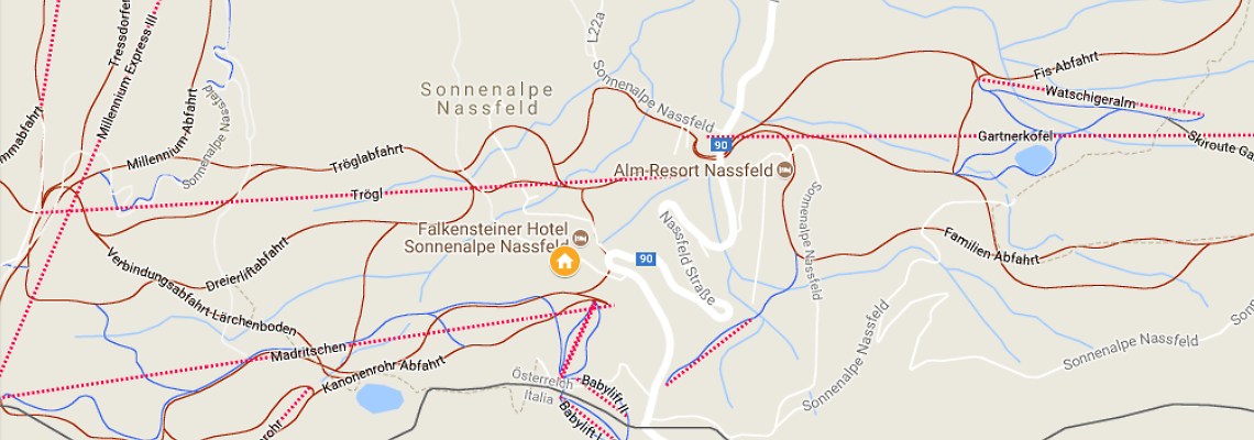 mapa Hotel Wulfenia, Nassfeld