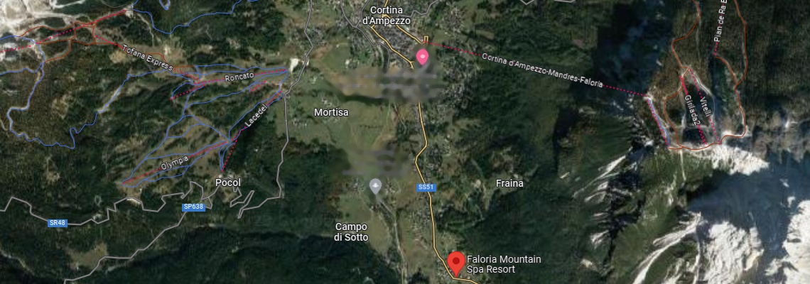 mapa Rezort Faloria Mountain SPA, Cortina d'Ampezzo