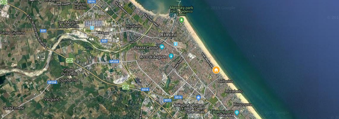 mapa Hotel Ambassador, Rimini Marina Centro