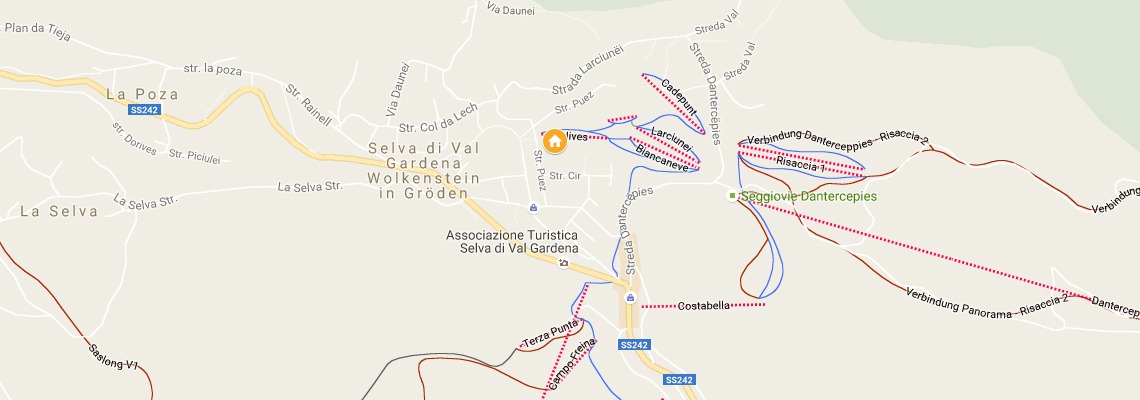 mapa Hotel Serena, Selva Gardena