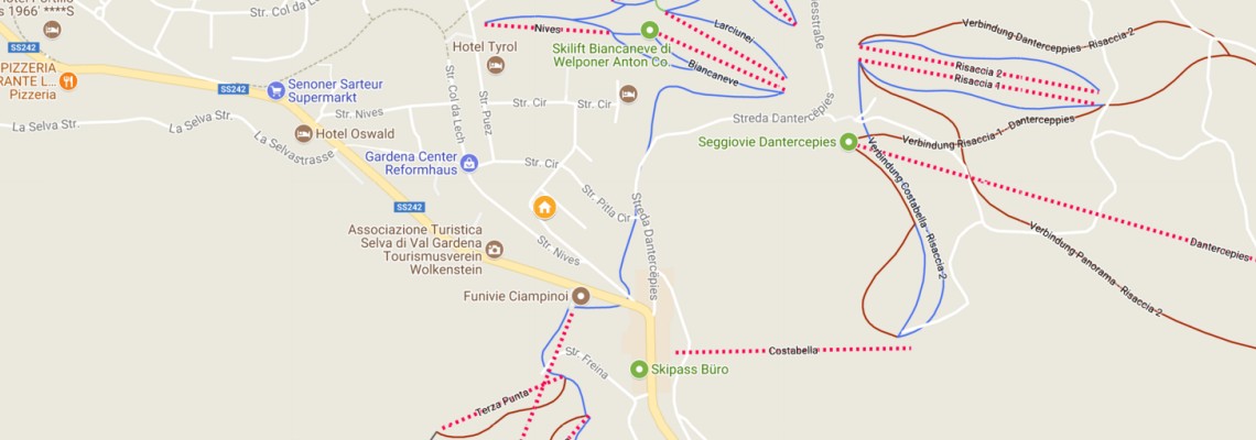 mapa Apartmny Villa Stefania, Selva Gardena