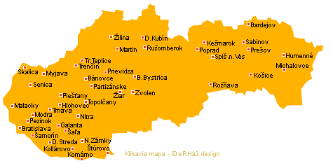 cestevné kancelárie na Slovensku - klikacia mapa
