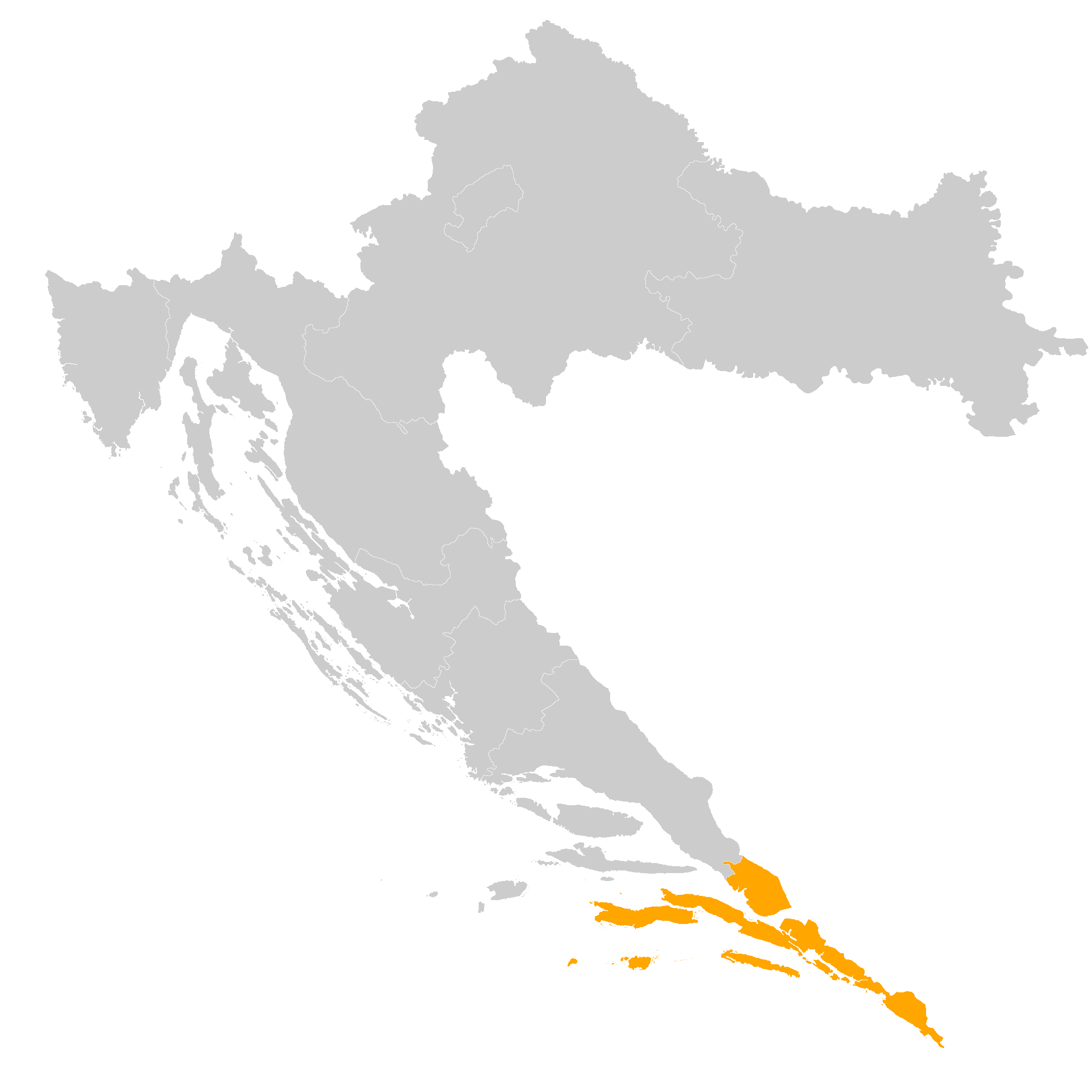 mapa Chorvátsko - Dalmácia Dubrovnik