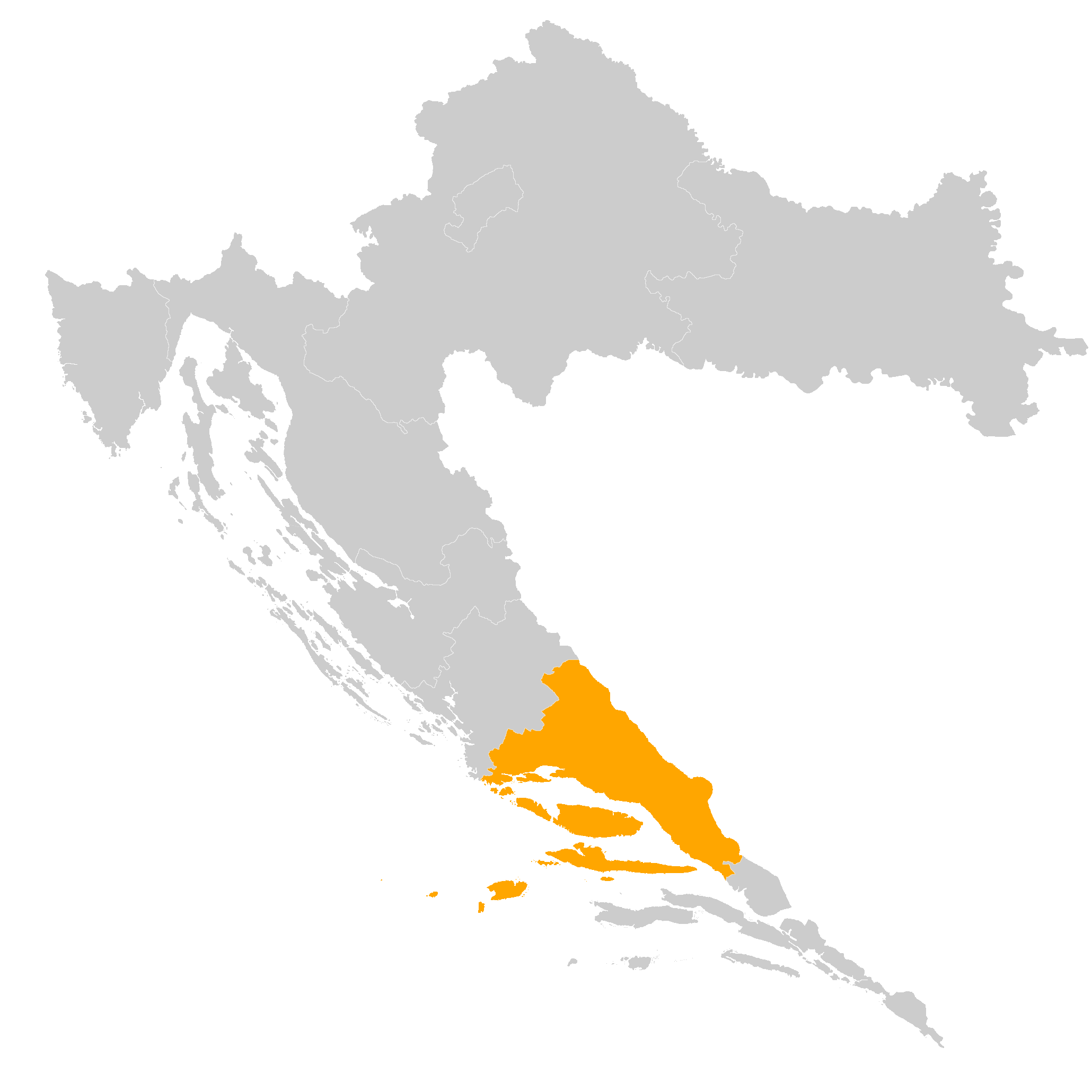 mapa Chorvátsko - Dalmácia Split