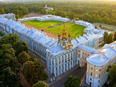 Katarínin Palác, letecký pohľad - Carskoje Selo, Petrohrad