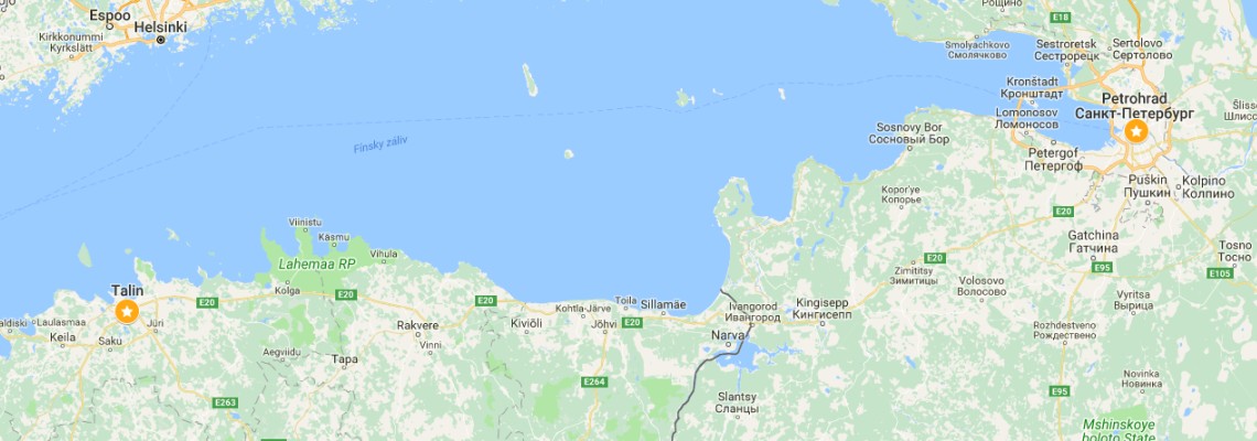 mapa Petrohrad - Rusko, Tallinn - Estónsko