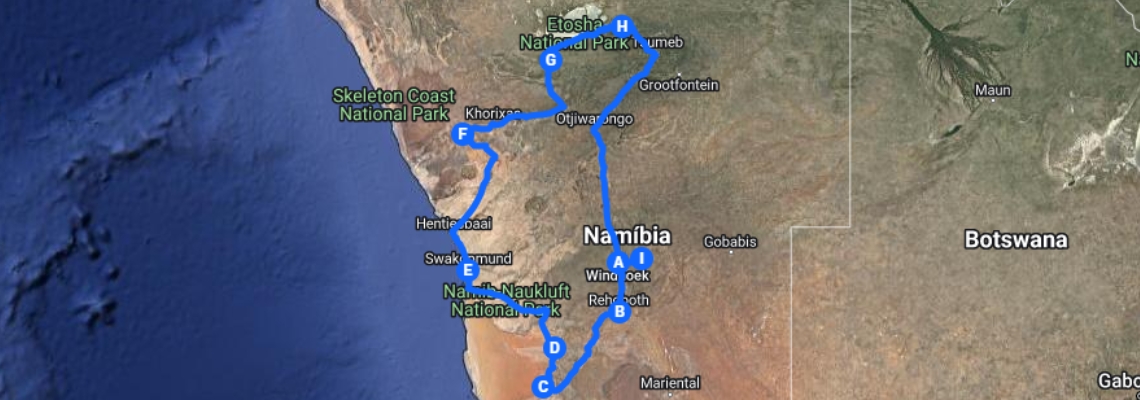 mapa Safari To Najlepie z Nambie