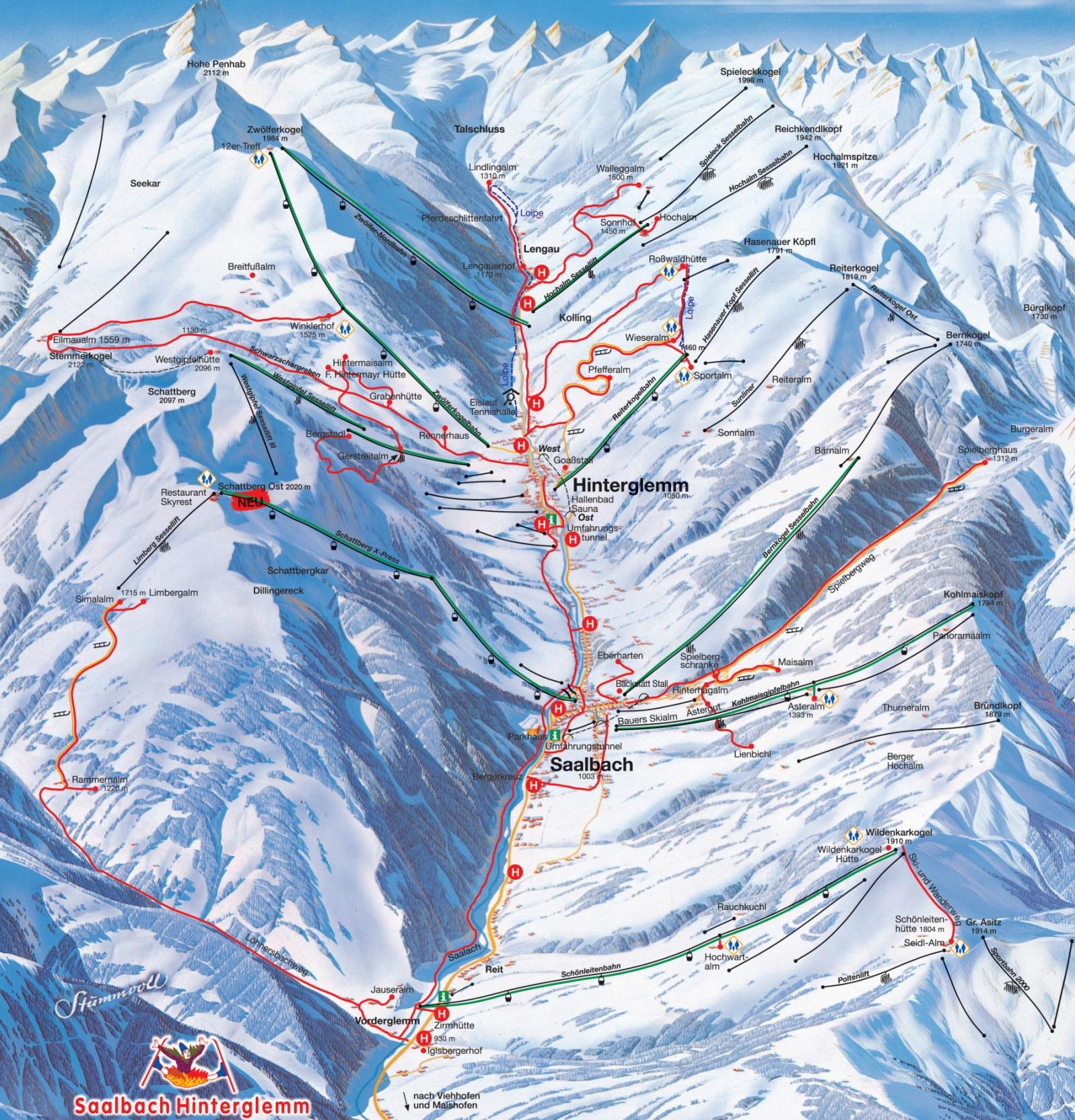 ski mapa - SAALBACH - HINTERGLEMM