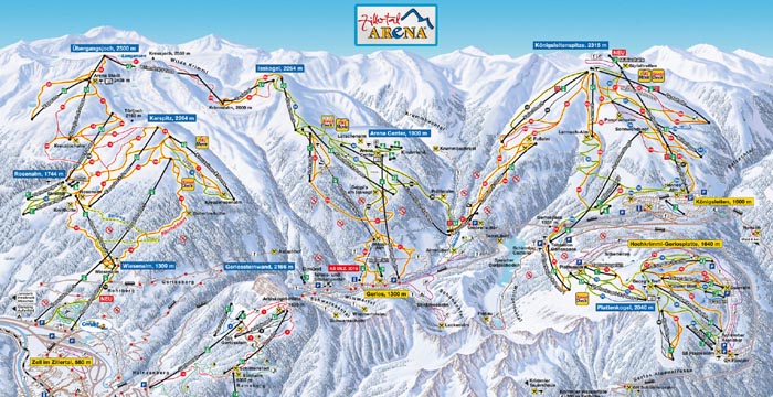 Ski mapa Zillertal Arena