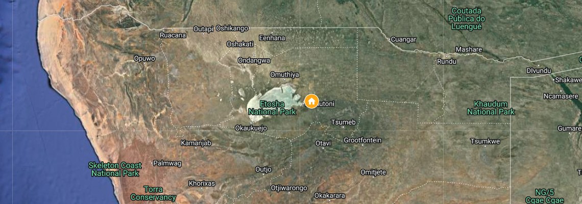 mapa Kemp Onguma Forest, Nrodn park Etosha, Nambia