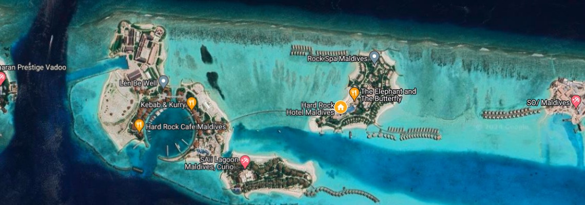 mapa Hard Rock Hotel Maldives, Akasdhoo - Jun Atol Male, Maldivy