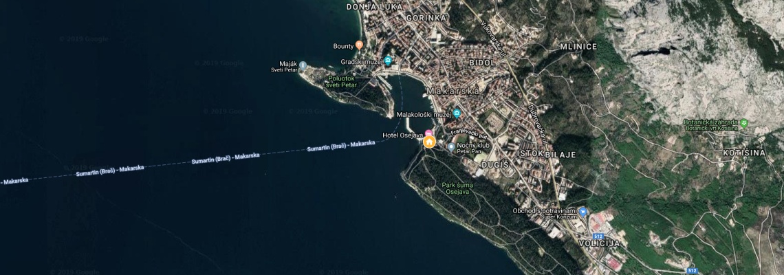 mapa Hotel Osejava, Makarska