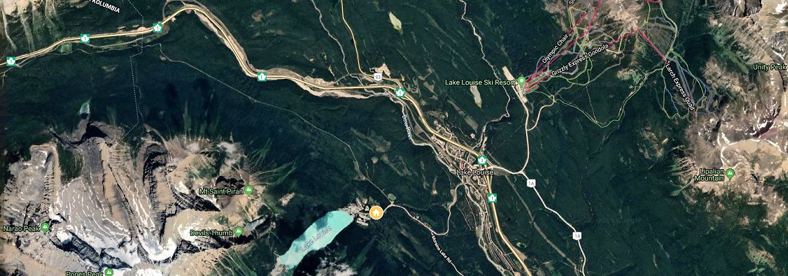 mapa Deer Lodge, Lake Louise
