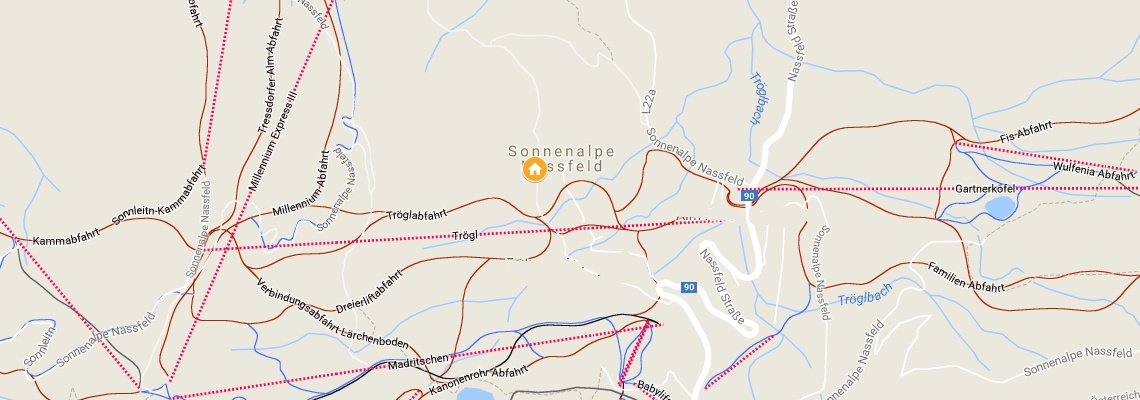 mapa Chata Wurzer, Nassfeld Sonnenalpe