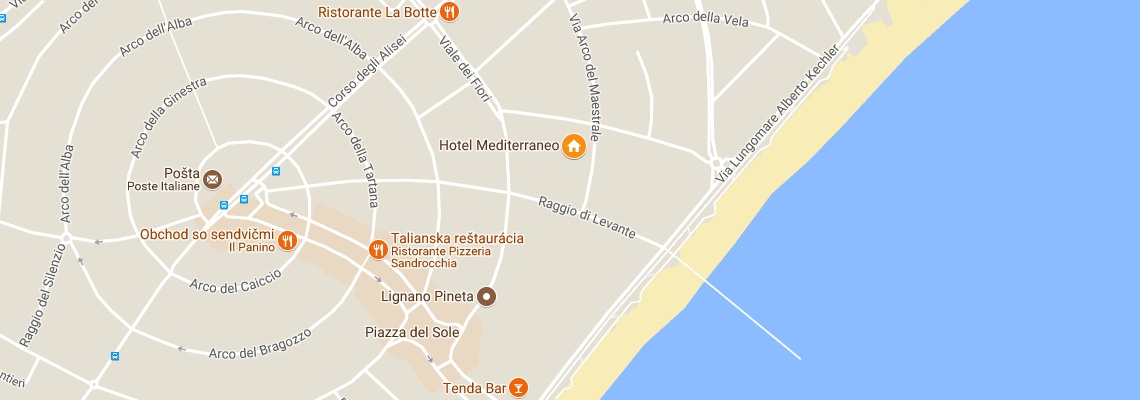 mapa Hotel Mediterraneo, Lignano