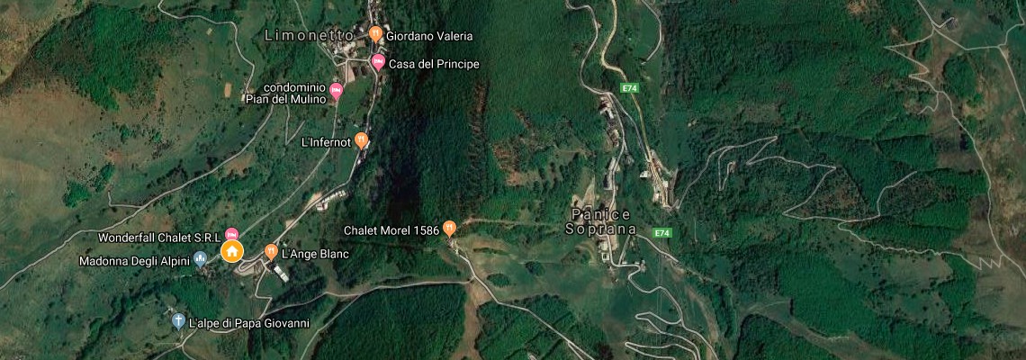 mapa Wonderfall Chalet Resort, Limonetto