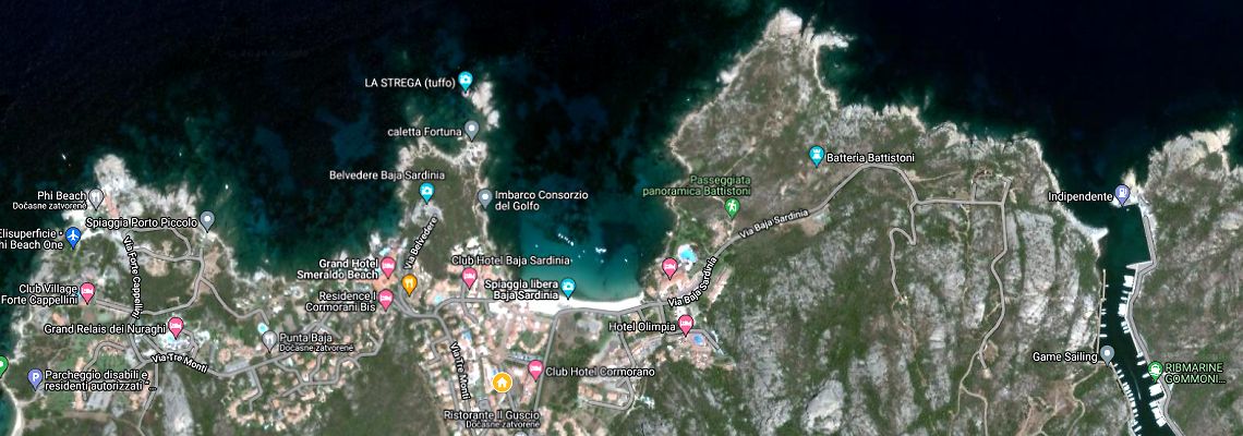 mapa Hotel Punta Est, Baja Sardinia