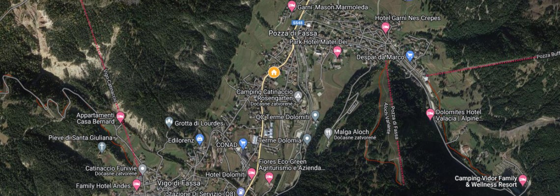 mapa Hotel Trento, Pozza di Fassa